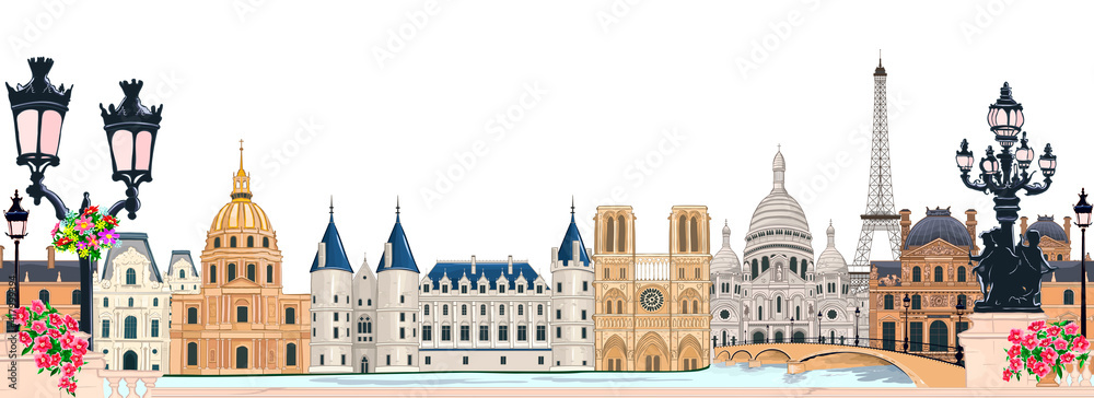 Landmarks of Paris. Beautiful ancient architecture of Paris. Paris and its historical sights