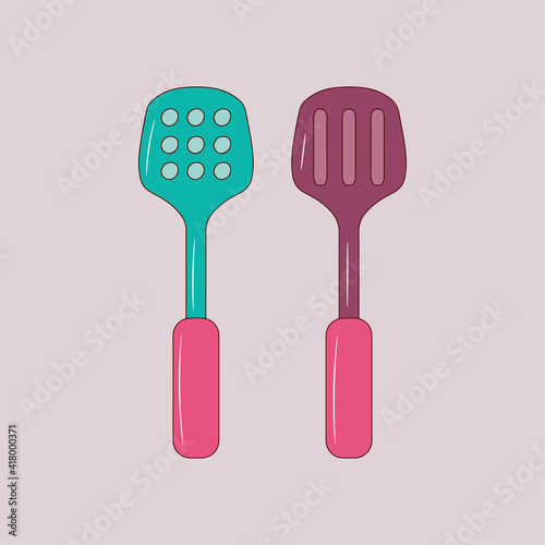 Spatula colored colored line icon, simple utensil symbol vector illustration 