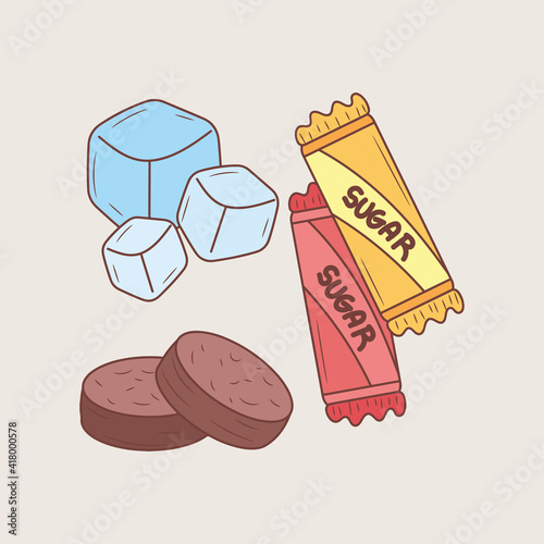 Sugar colored line icon, simple hand drawn vector illustration 