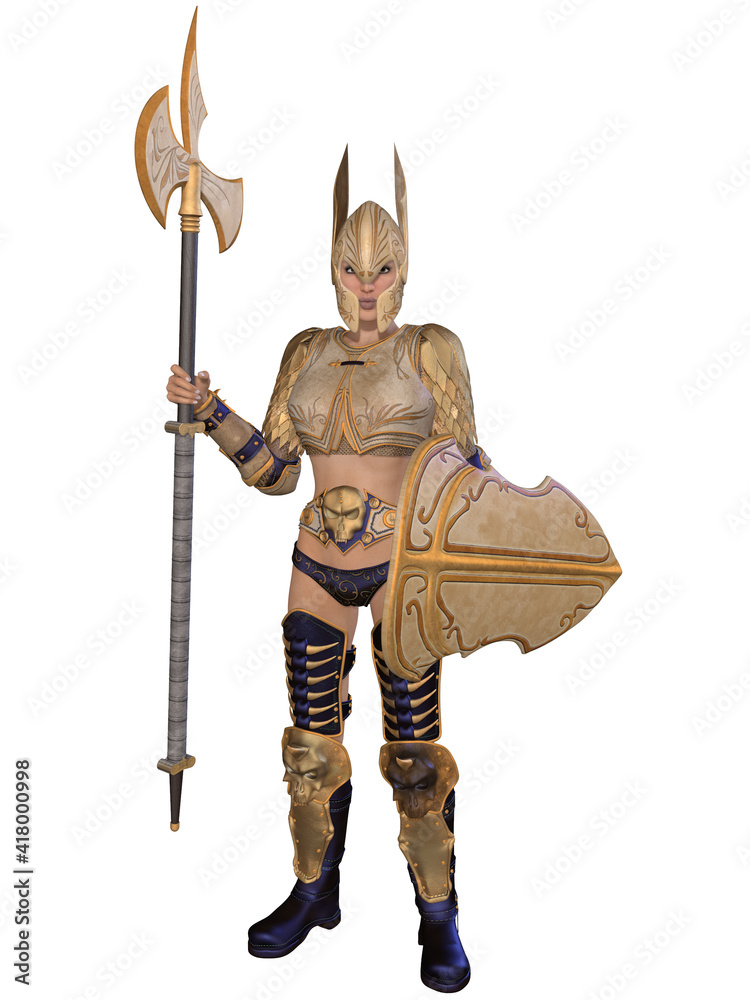 Fototapeta premium 3d illustration of a woman in a medieval fantasy armor