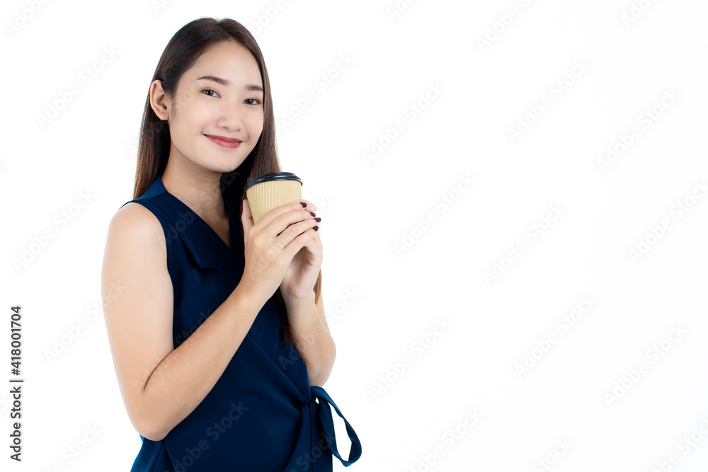 Happy Asian woman enjoying hot drink Happy Asian woman enjoying hot drink