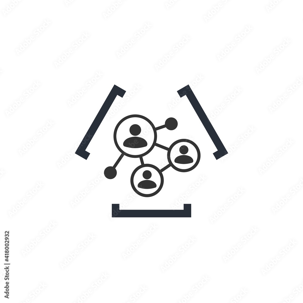 Social internet network icon and restriction brackets. Internet constraint. Limitation of opportunities. Vector Linear Icon Isolated on White Background. Social internet network icon and restriction brackets. Internet constraint. Limitation of opportunities. Vector Linear Icon Isolated on White Background.