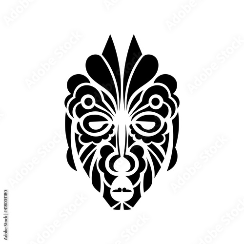 Fototapeta Naklejka Na Ścianę i Meble -  Tiki mask. Maori or polynesia pattern. Good for prints, t-shirts, phone cases, and tattoos. Isolated. Vector illustration.