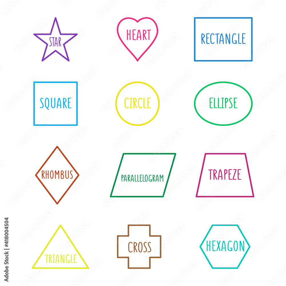 Educational geometric shapes set. Understanding of geometry poster for teaching and learning in school Educational geometric shapes set. Understanding of geometry poster for teaching and learning in school