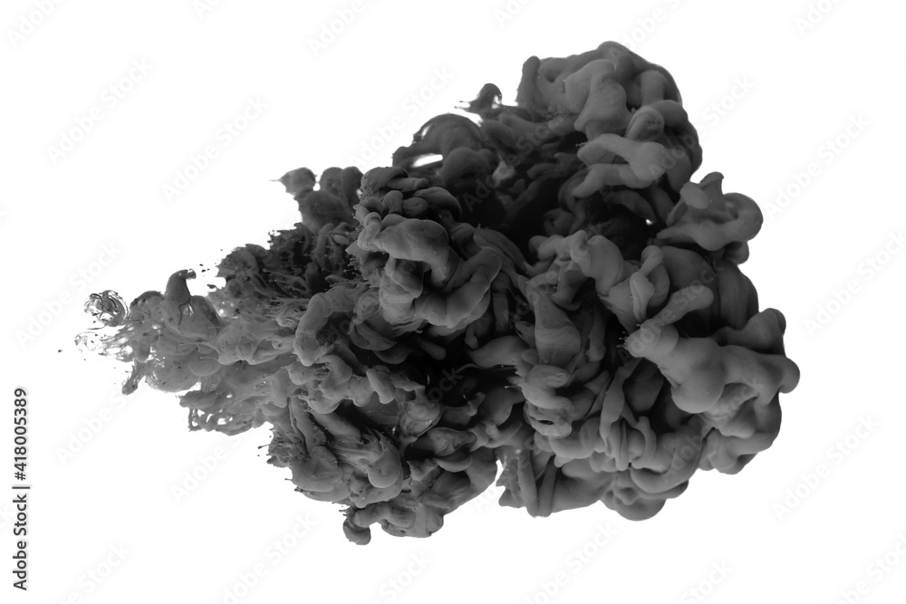 acrylic ink in water form an abstract smoke pattern isolated on white background acrylic ink in water form an abstract smoke pattern isolated on white background