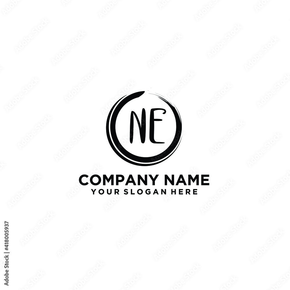 Letter NE Beautiful handwriting logo Letter NE Beautiful handwriting logo