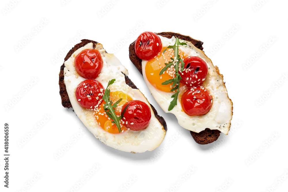 Fresh tasty bruschettas on white background Fresh tasty bruschettas on white background