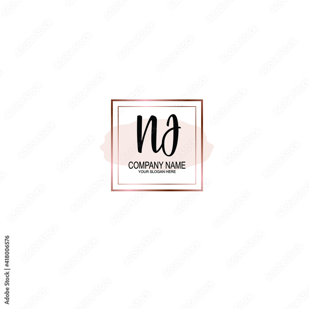 Letter NJ Beautiful handwriting logo