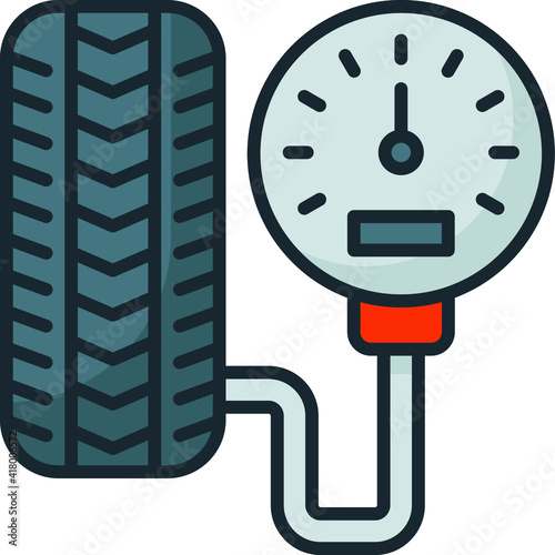 Wheel Air pressure Gauge Concept, psi measuring instrument Vector Color Icon Design, Motor Vehicle Service and automobile repair shop Symbol, Lorry spare parts Sign, auto mechanic stock illustration