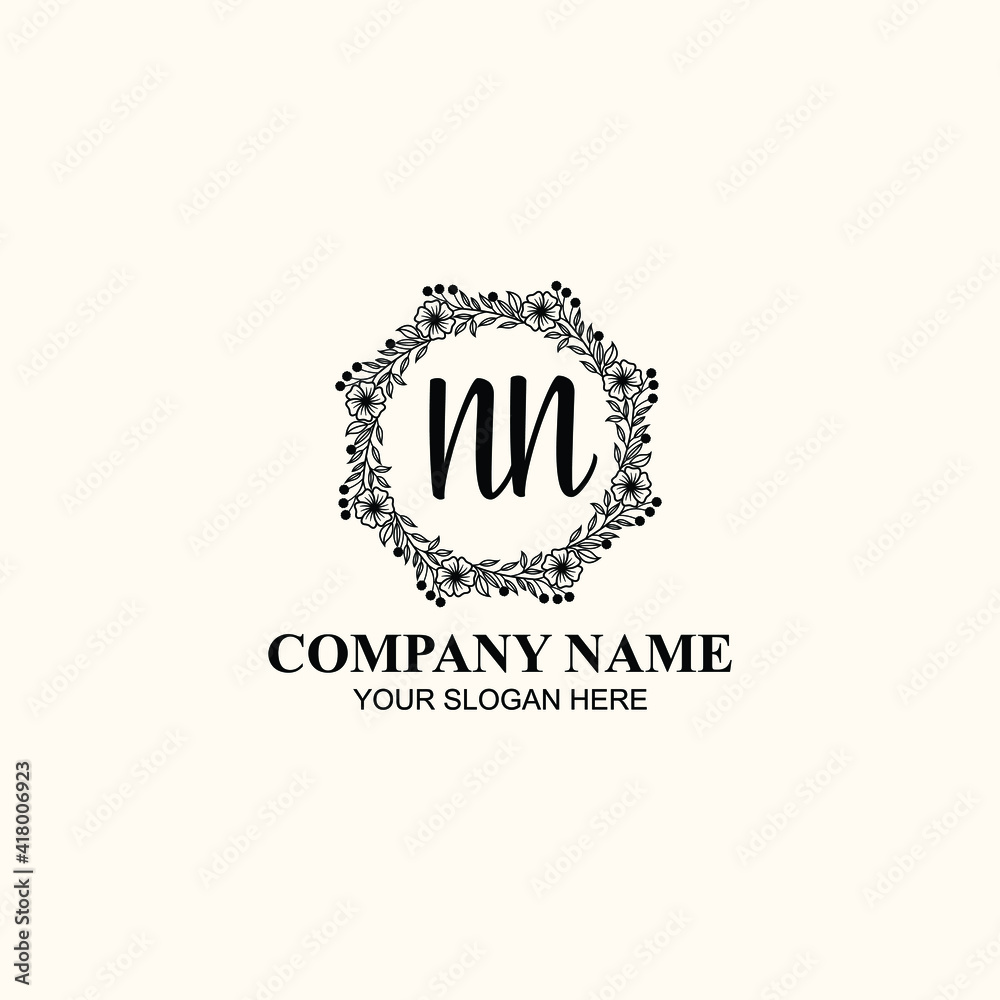 Letter NN Beautiful handwriting logo Letter NN Beautiful handwriting logo