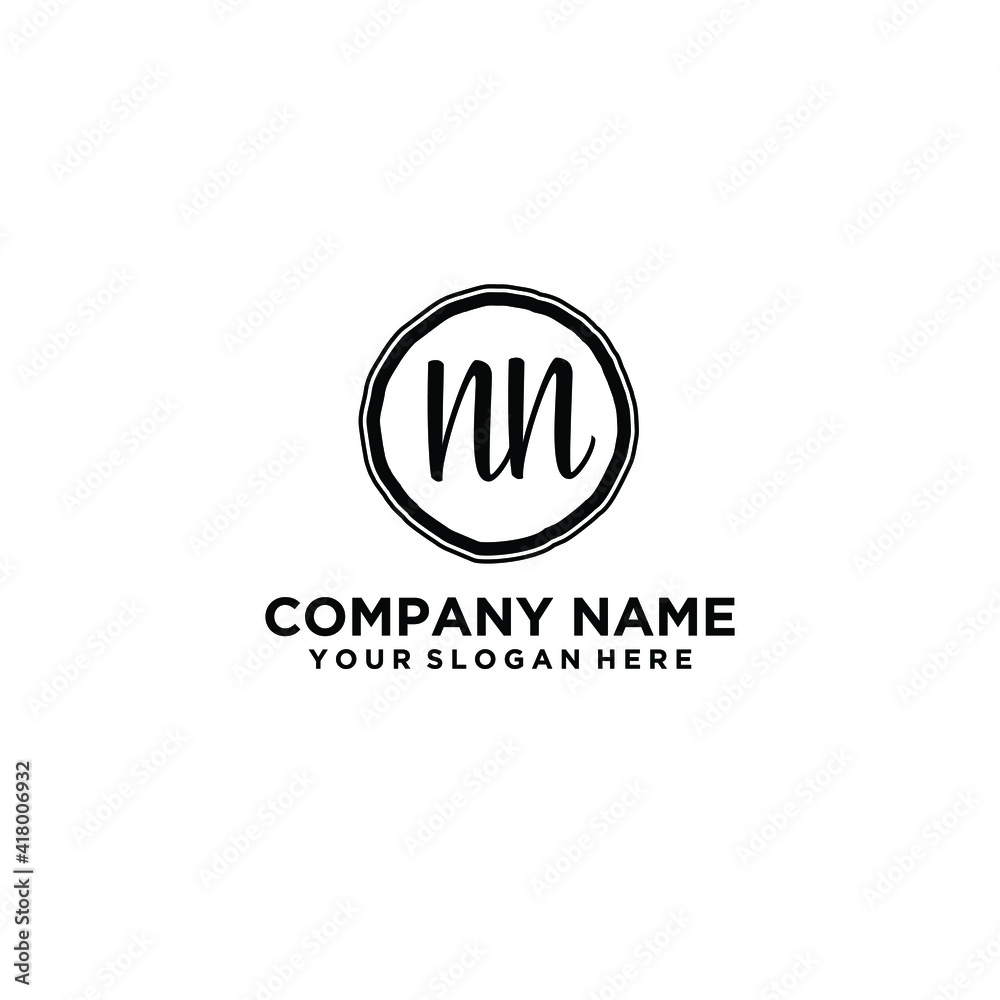 Letter NN Beautiful handwriting logo Letter NN Beautiful handwriting logo