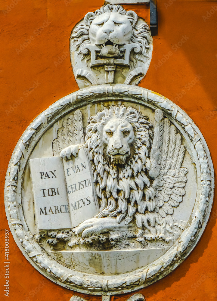 St Mark Lion Venetian Symbol Neighborhood Venice Italy