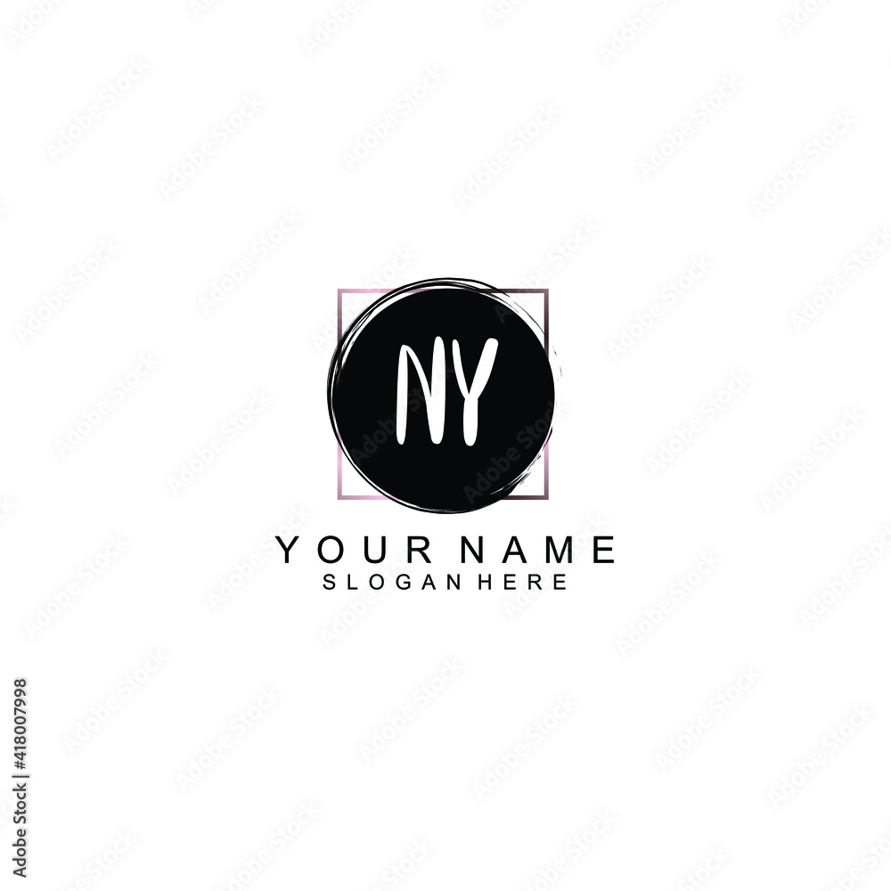 Letter NY Beautiful handwriting logo Letter NY Beautiful handwriting logo