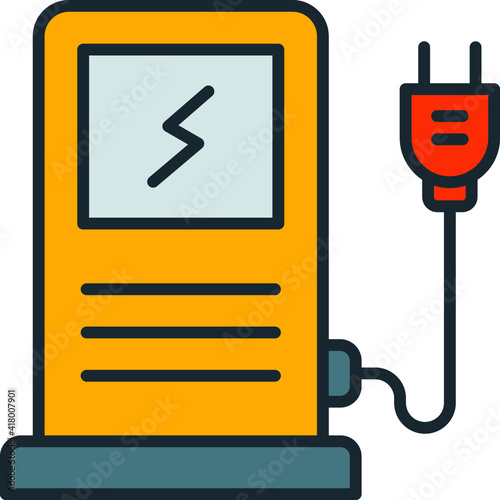 electric recharging point Concept Vector Color Icon Design, Motor Vehicle Service and automobile repair shop Symbol, Lorry spare parts Sign, auto mechanic stock illustration