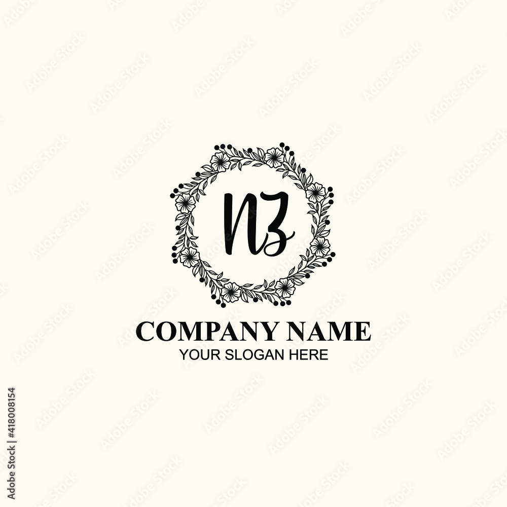 Letter NZ Beautiful handwriting logo Letter NZ Beautiful handwriting logo