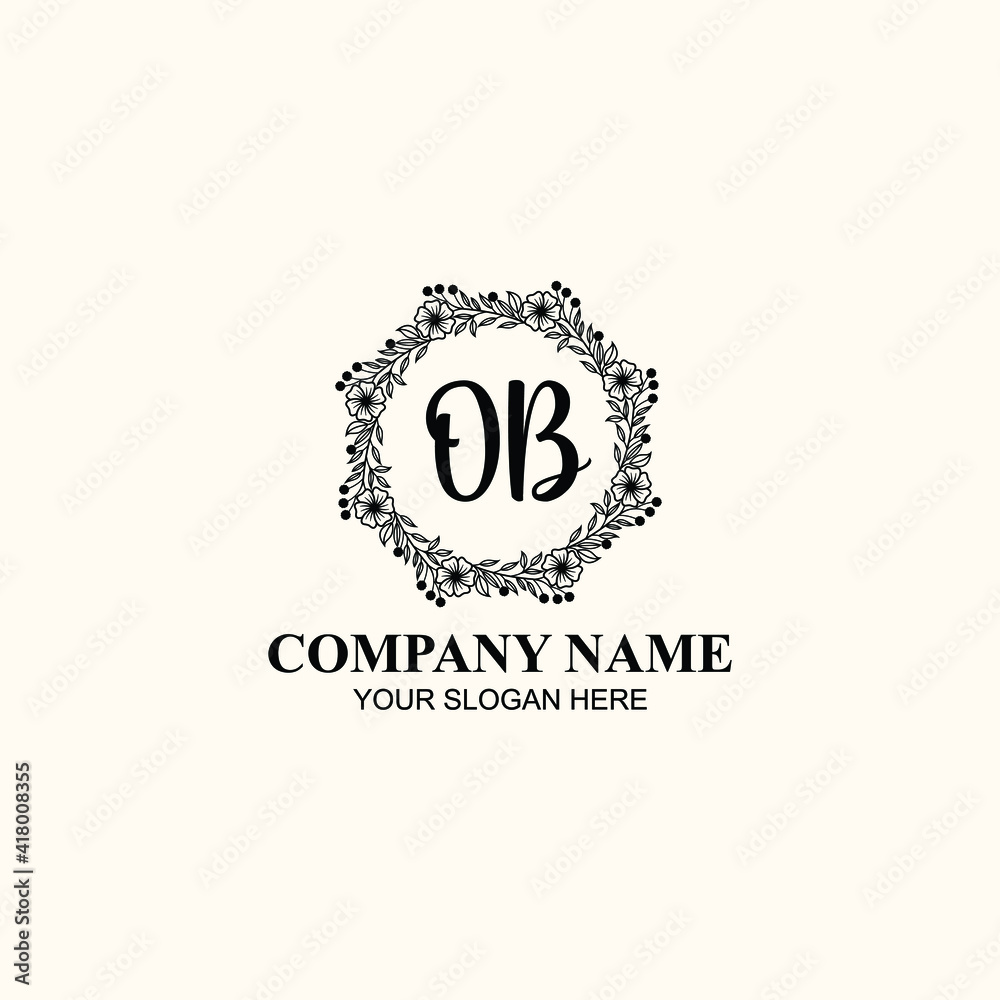 Letter OB Beautiful handwriting logo