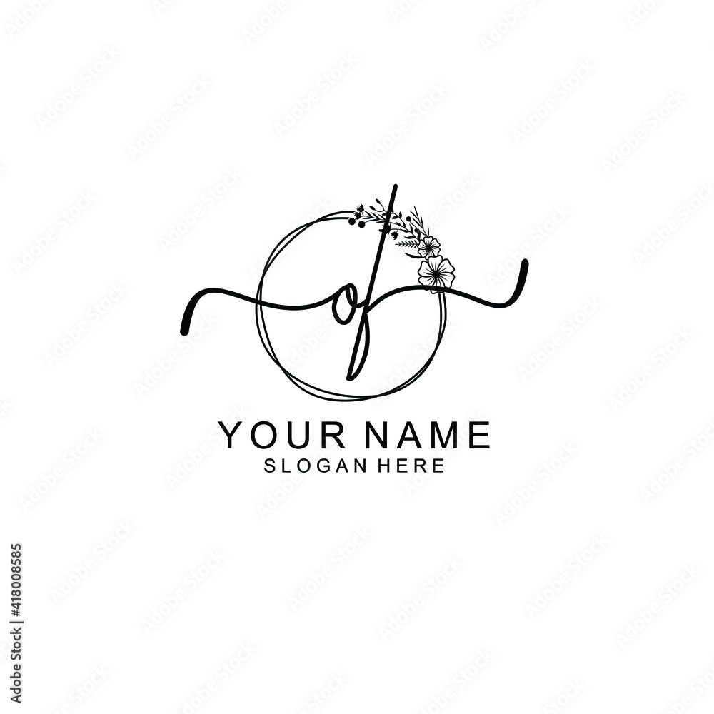 Letter OF Beautiful handwriting logo Letter OF Beautiful handwriting logo