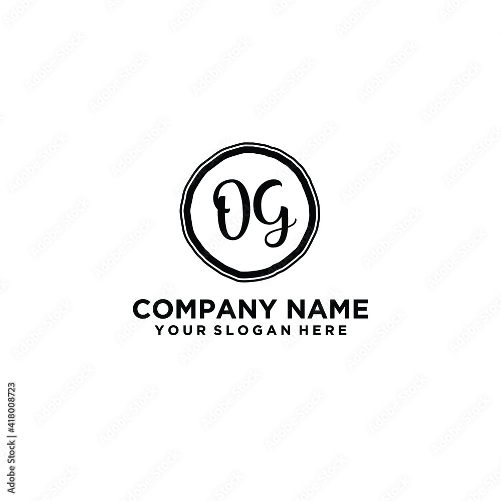 Letter OG Beautiful handwriting logo Letter OG Beautiful handwriting logo
