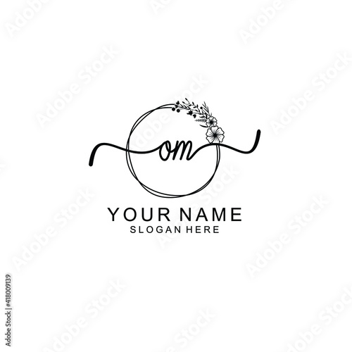 Letter OM Beautiful handwriting logo