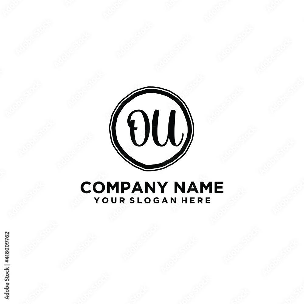 Letter OU Beautiful handwriting logo
