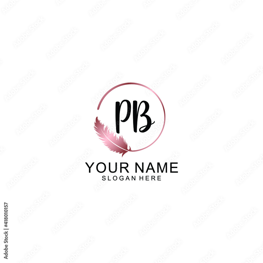 Letter PB Beautiful handwriting logo Letter PB Beautiful handwriting logo