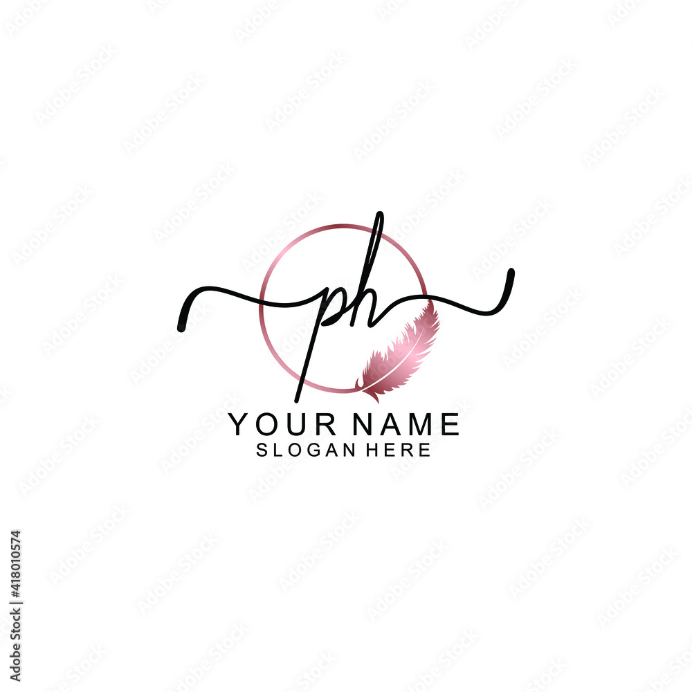Letter PH Beautiful handwriting logo Letter PH Beautiful handwriting logo