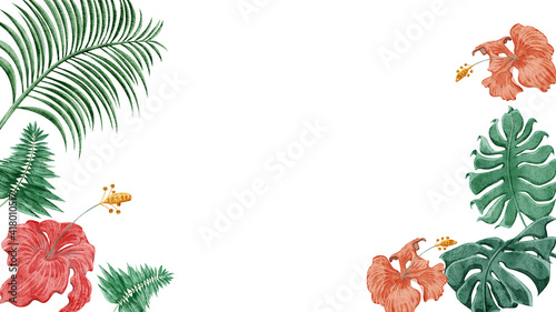 熱帯植物トロピカルハイビスカスフレームデコレーション