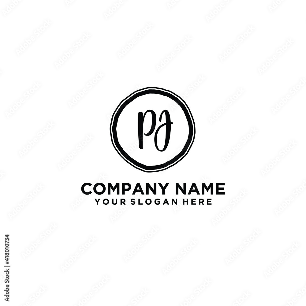 Letter PJ Beautiful handwriting logo Letter PJ Beautiful handwriting logo