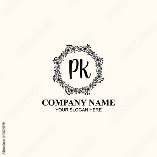 Fototapeta Naklejka Na Ścianę i Meble -  Letter PK Beautiful handwriting logo