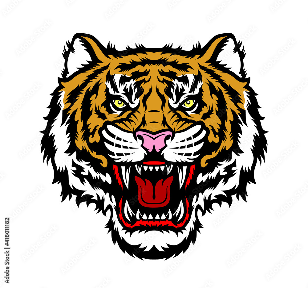 Angry tiger head. Angry tiger head.