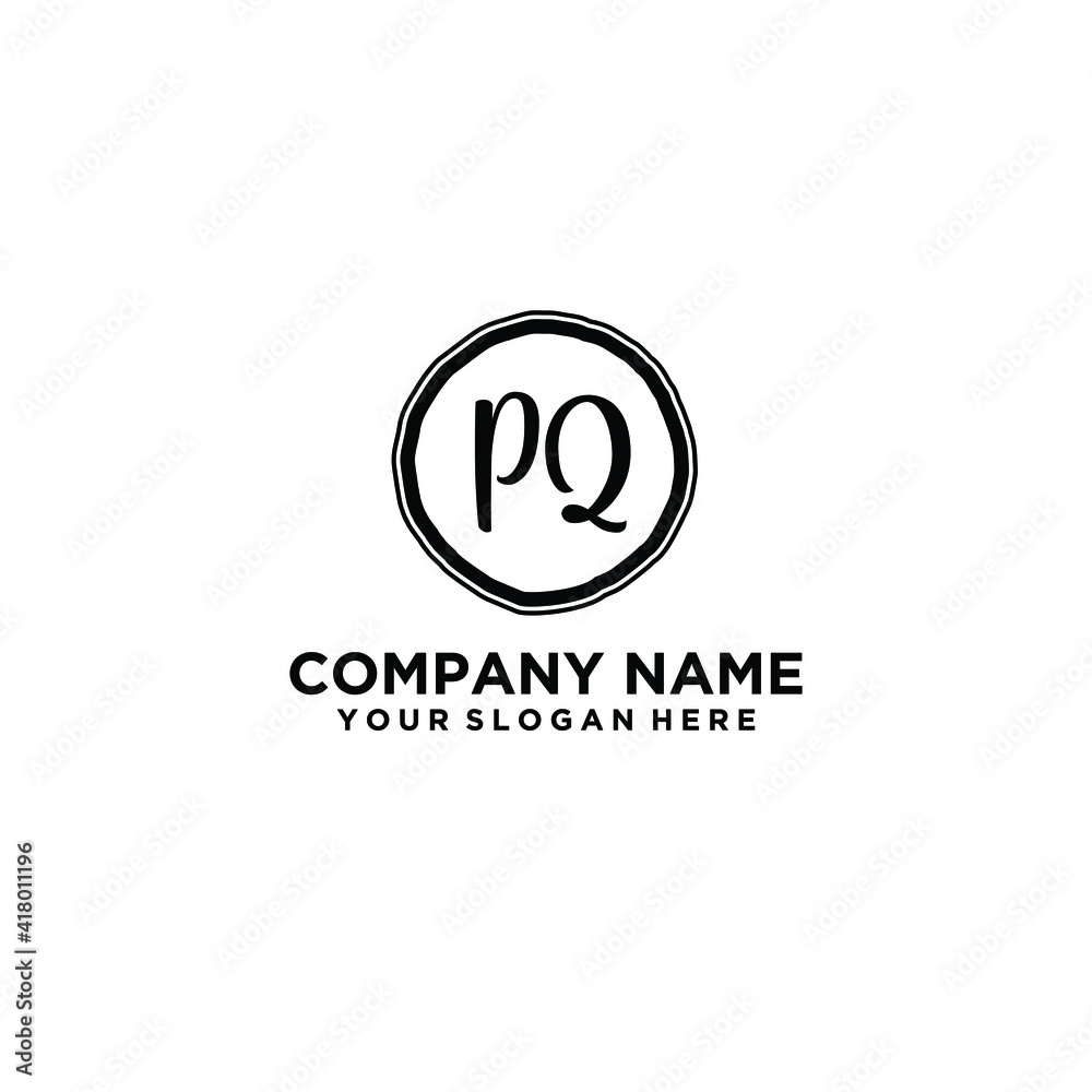 Letter PQ Beautiful handwriting logo Letter PQ Beautiful handwriting logo