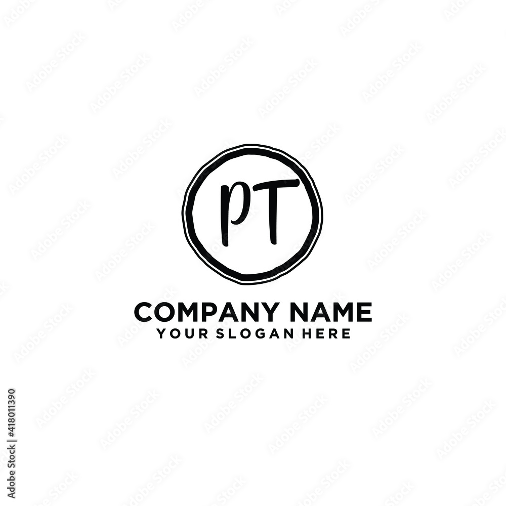 Letter PT Beautiful handwriting logo Letter PT Beautiful handwriting logo