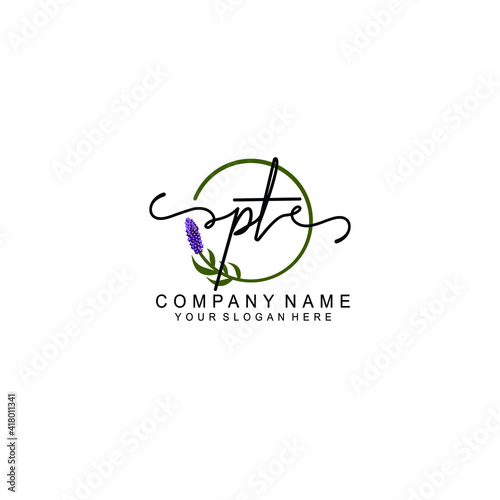 Letter PT Beautiful handwriting logo