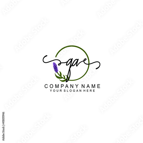 Letter QA Beautiful handwriting logo