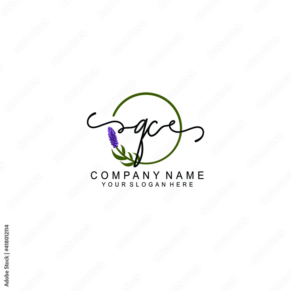 Letter QC Beautiful handwriting logo Letter QC Beautiful handwriting logo