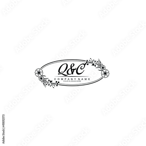 Letter QC Beautiful handwriting logo
