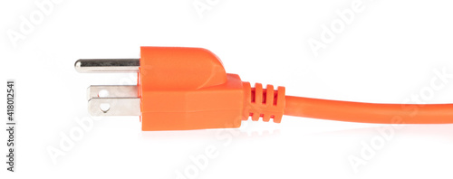 orange extension cord isolated on white background photo