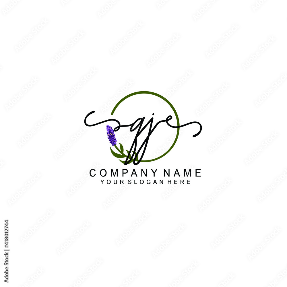 Letter QJ Beautiful handwriting logo Letter QJ Beautiful handwriting logo