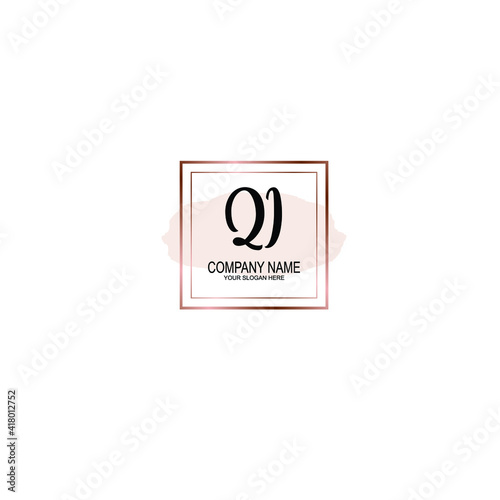Letter QI Beautiful handwriting logo