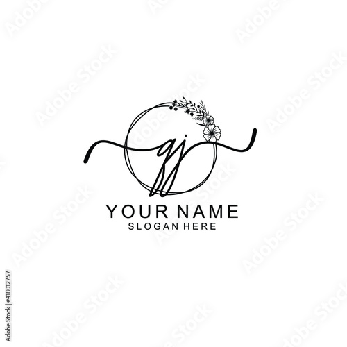 Letter QJ Beautiful handwriting logo