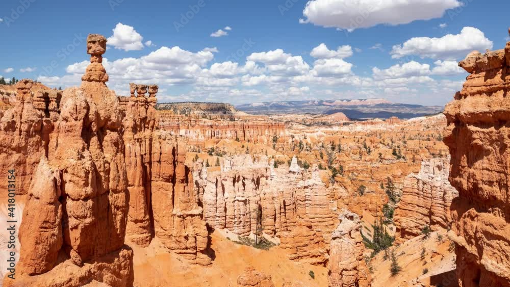 Time lapse of the clouds moving above the incredible rock formations at Bryce Canyon National Park in Utah.