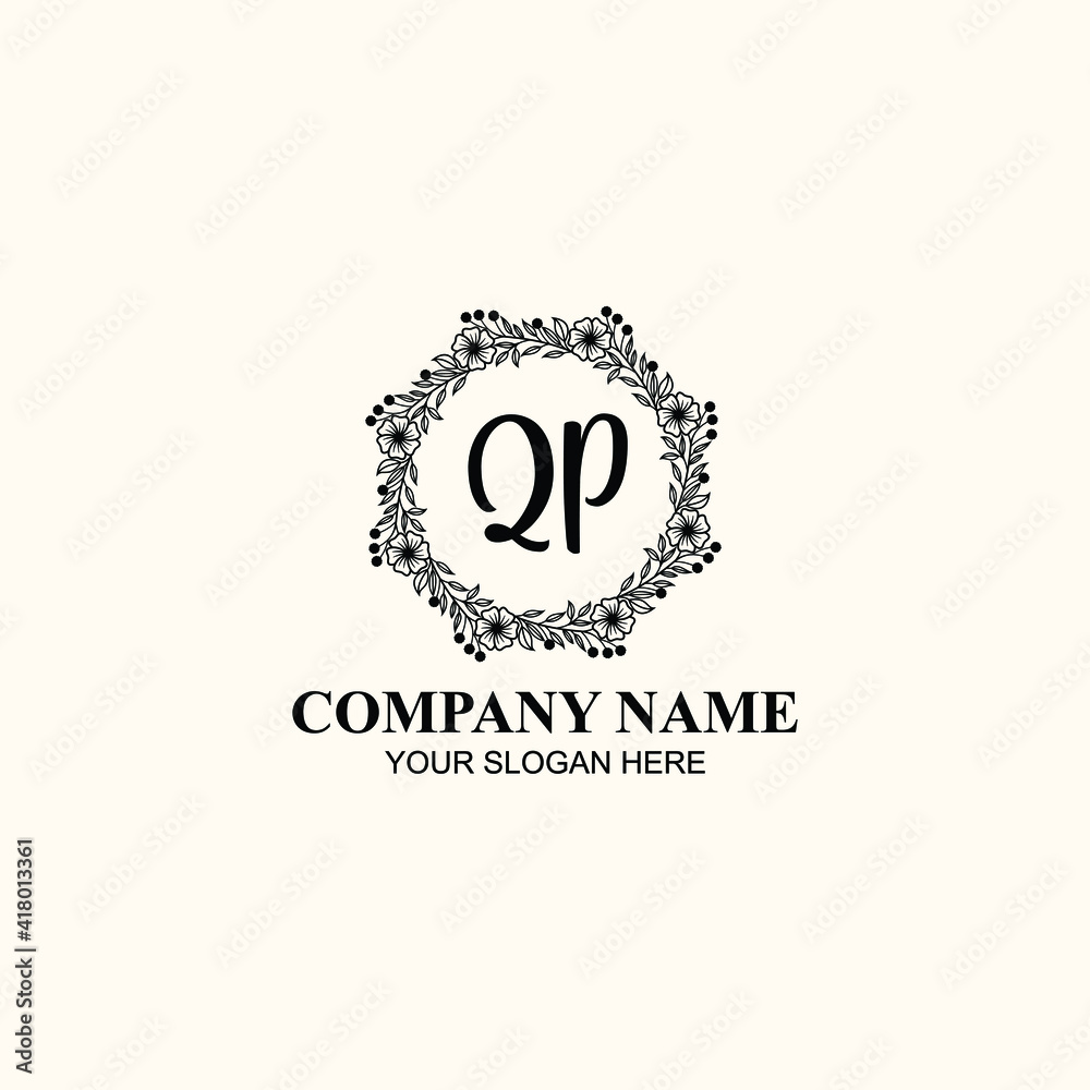 Letter QP Beautiful handwriting logo Letter QP Beautiful handwriting logo