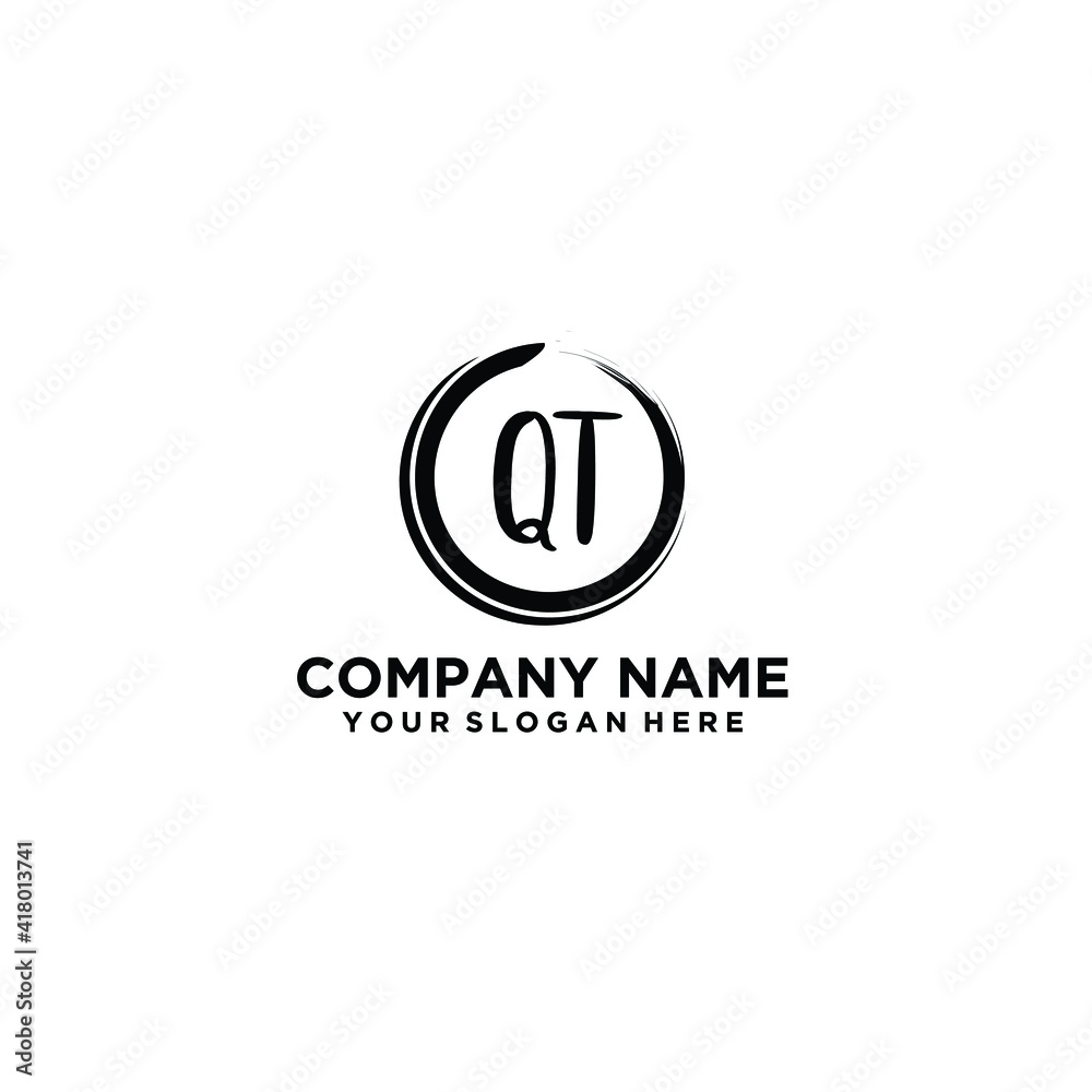 Letter QT Beautiful handwriting logo