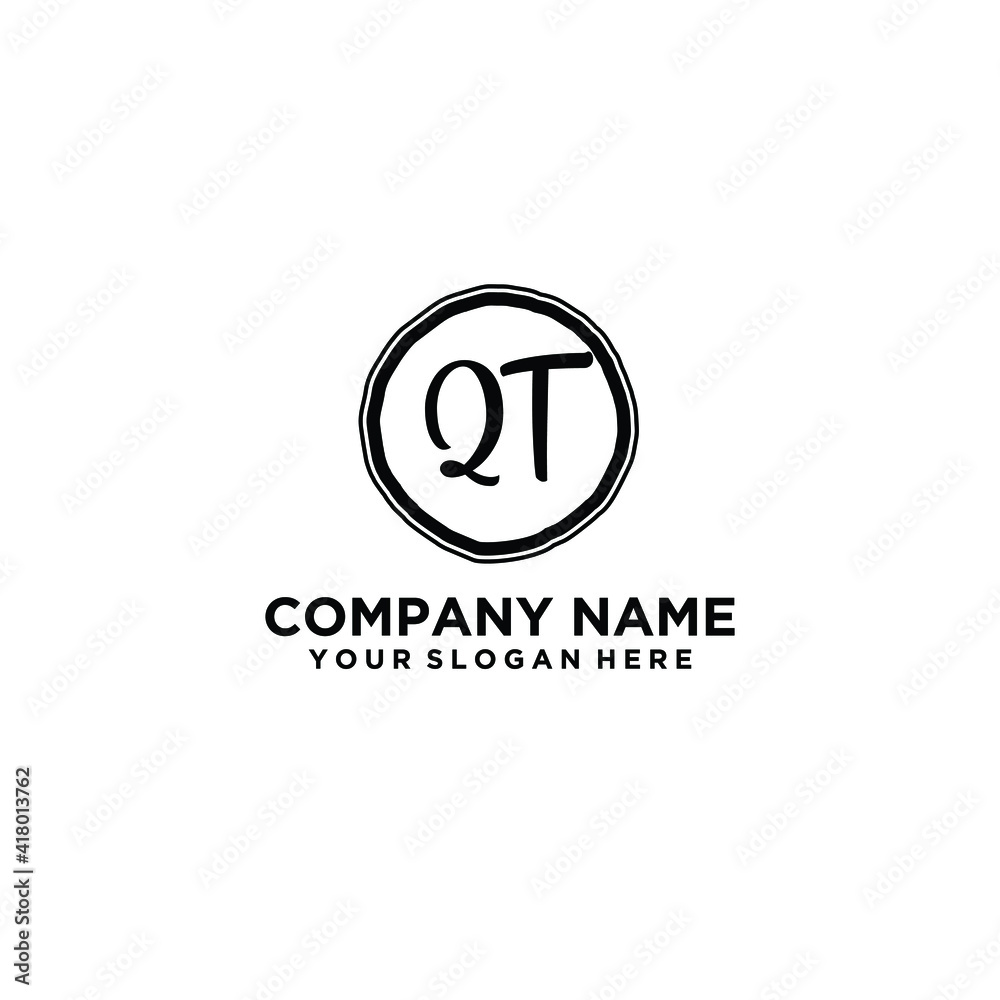 Letter QT Beautiful handwriting logo