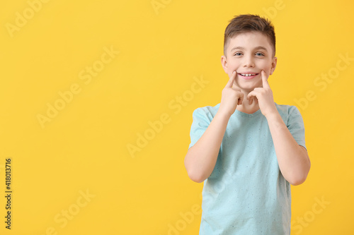 Happy little boy with healt...