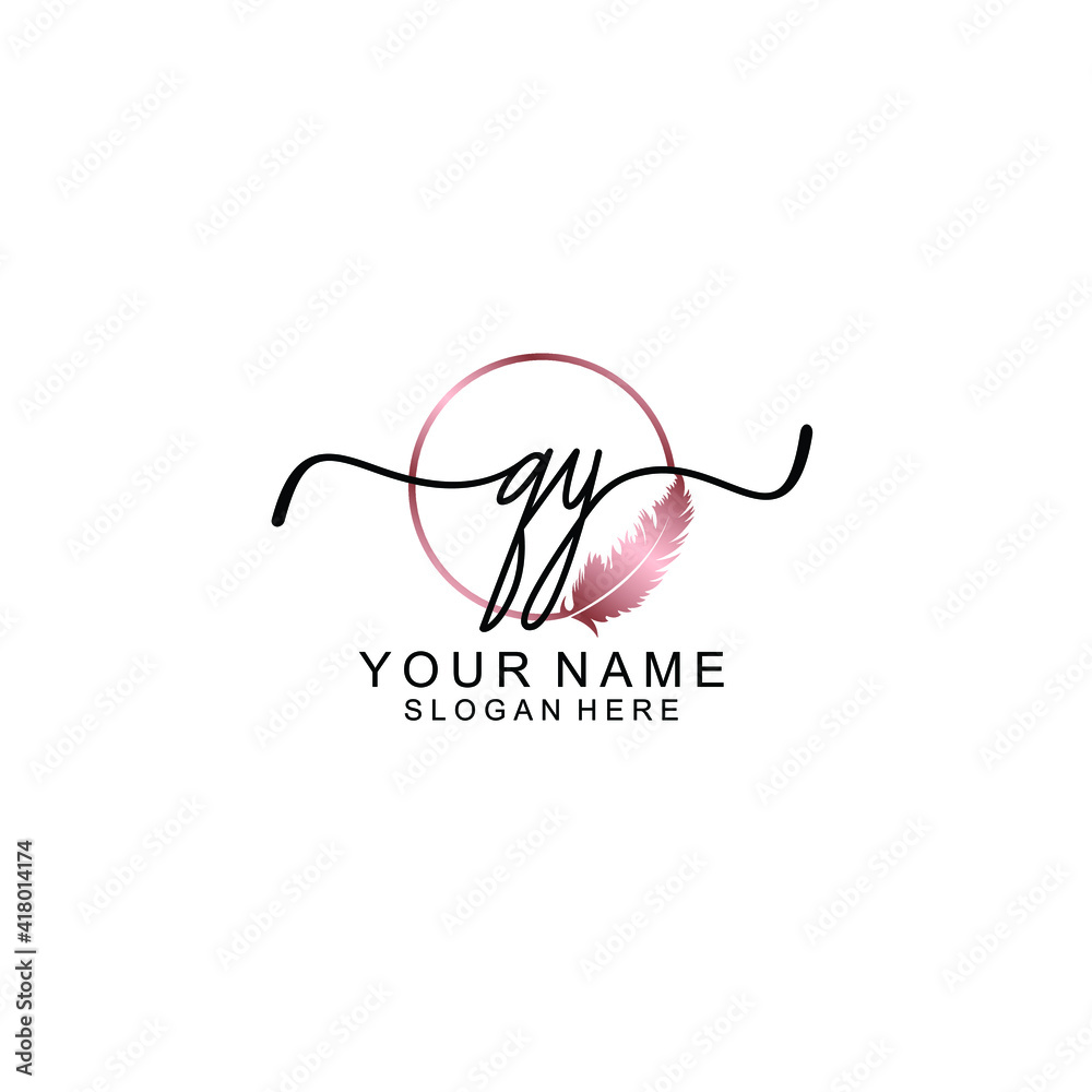 Letter QY Beautiful handwriting logo Letter QY Beautiful handwriting logo