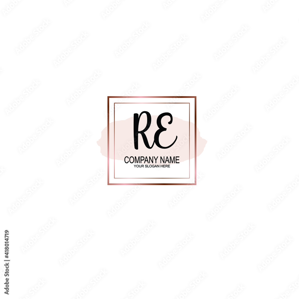 Letter RE Beautiful handwriting logo Letter RE Beautiful handwriting logo