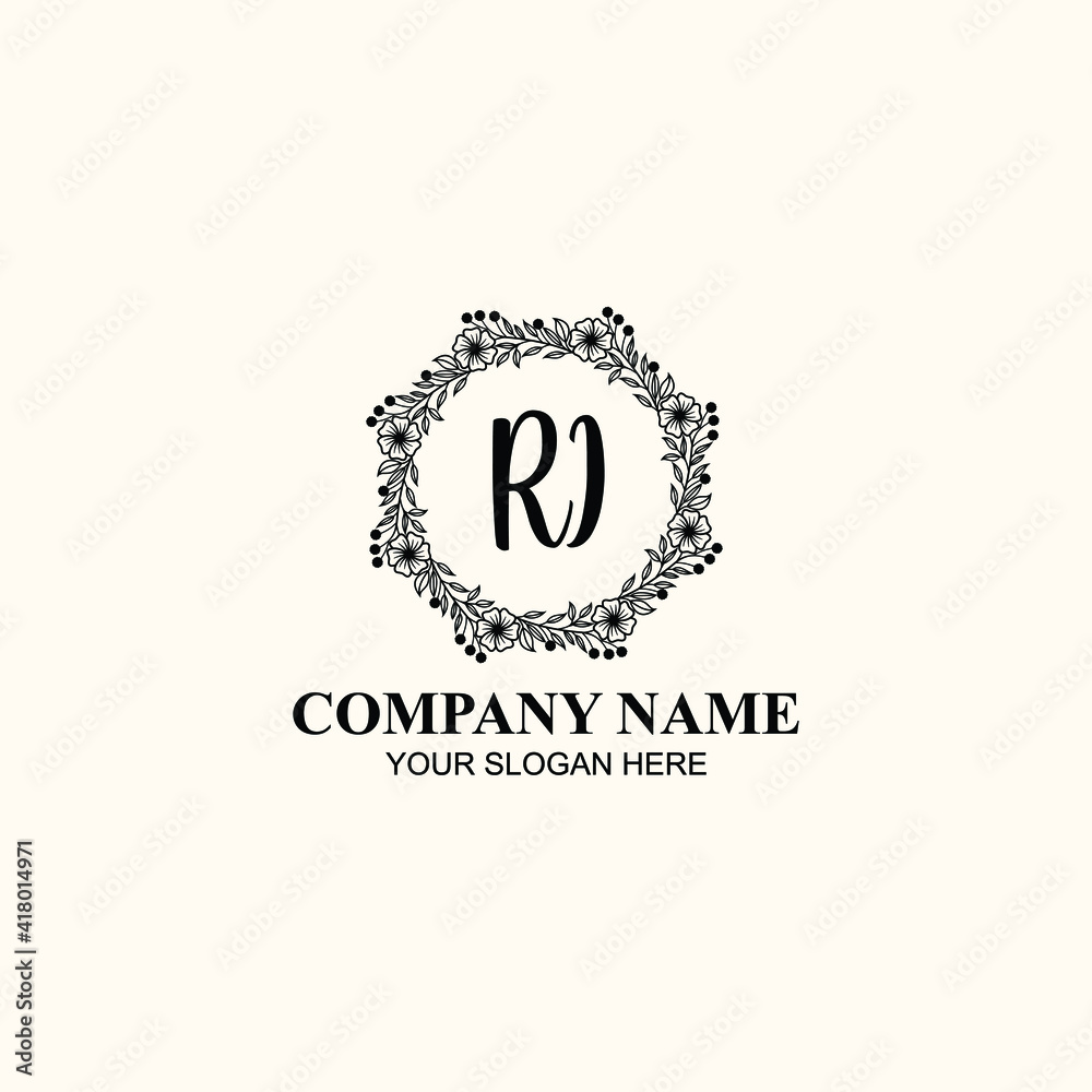 Letter RI Beautiful handwriting logo Letter RI Beautiful handwriting logo