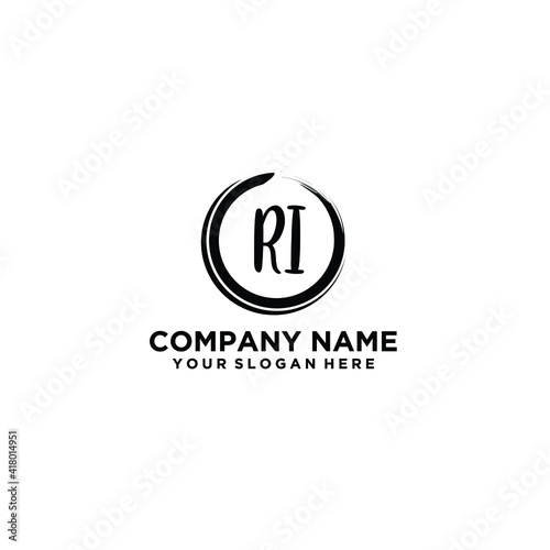 Letter RI Beautiful handwriting logo