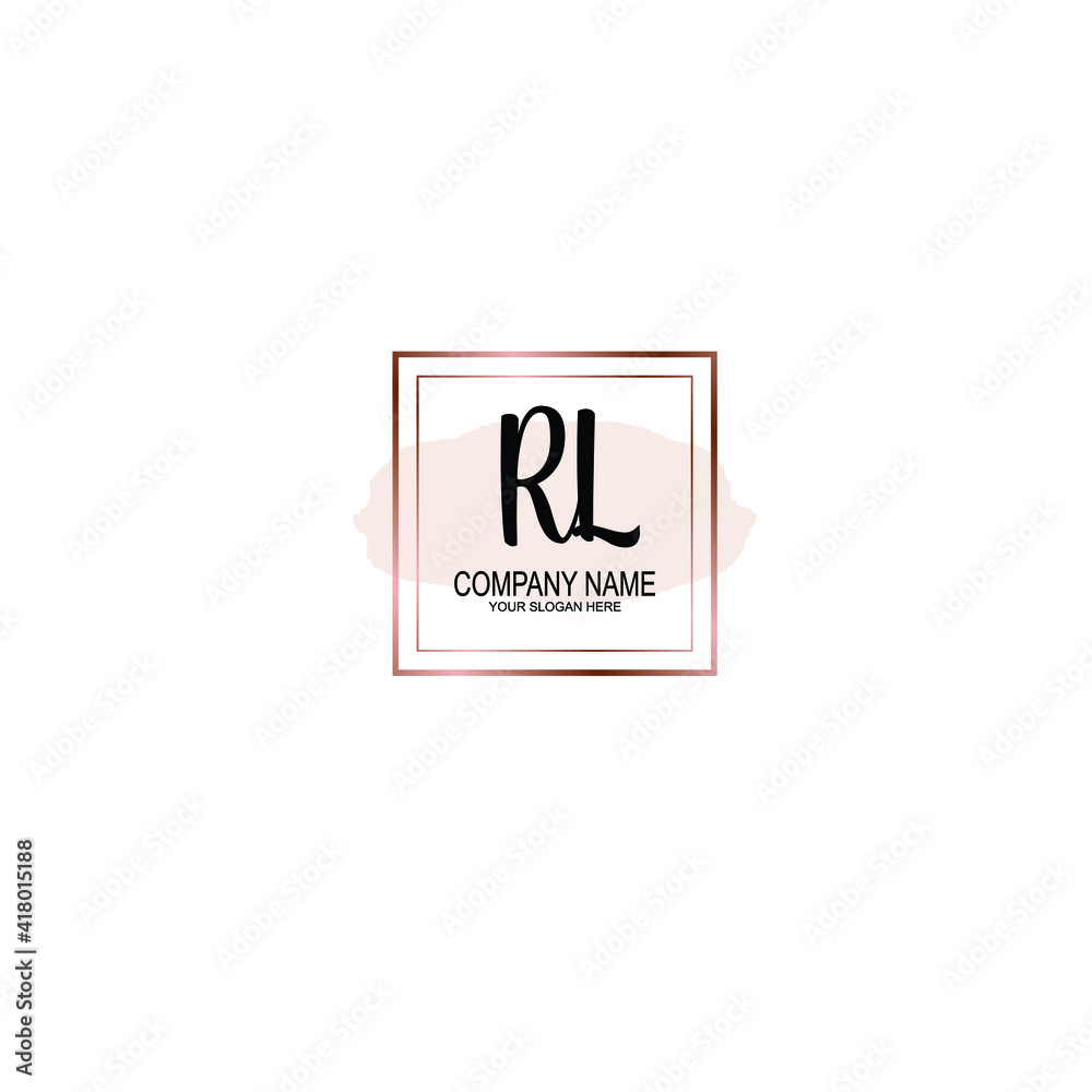 Letter RL Beautiful handwriting logo Letter RL Beautiful handwriting logo